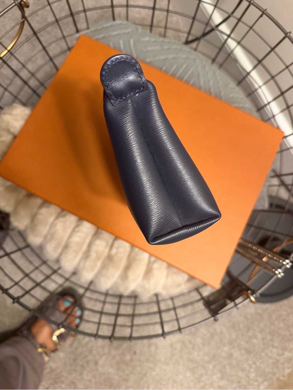 Longchamp Mini Top-Handle Bag in Navy Leather - Picture 3 of 4